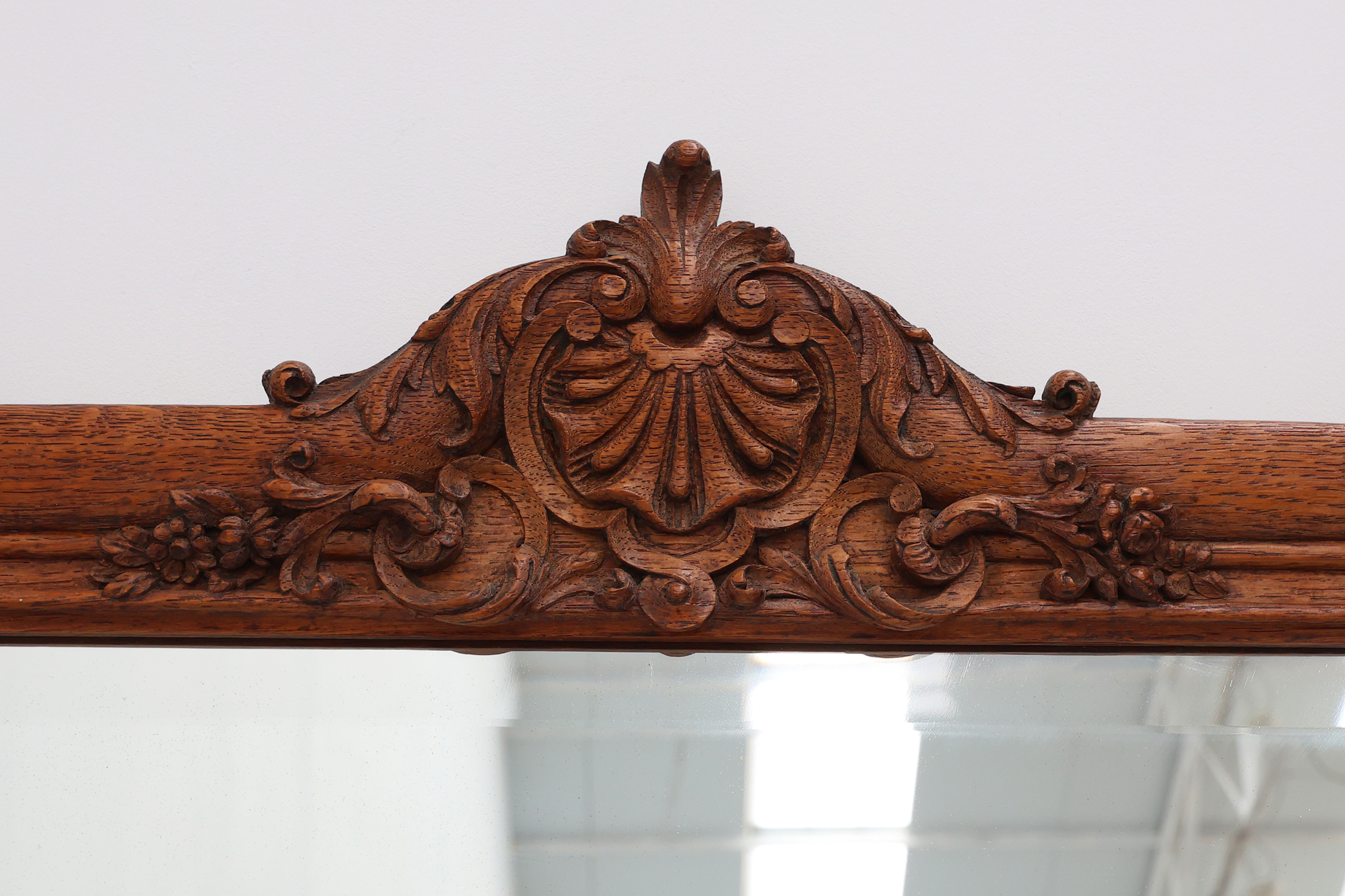 Baroque carved wooden beveled mirror in Louis XV style, France 1900sthumbnail